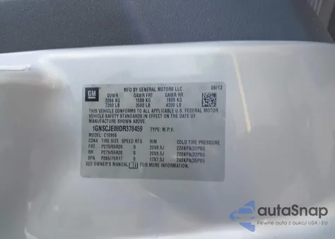 2013 Chevrolet Suburban 1500 Lt из США, поврежденный, VIN 1GNSCJE08DR378459